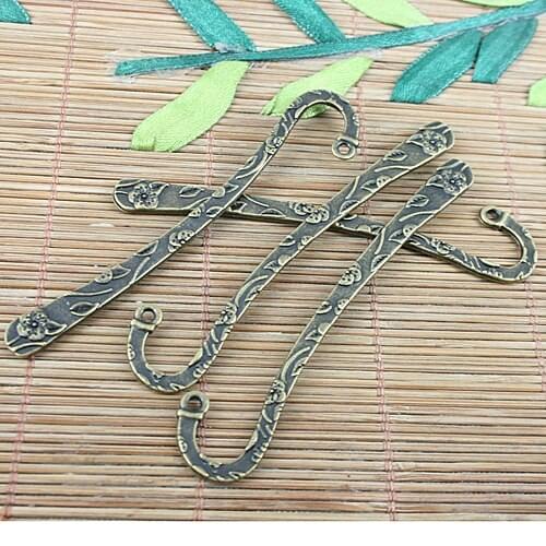15pcs antiqued bronze color 2sided flower patterns bookmark design h3043