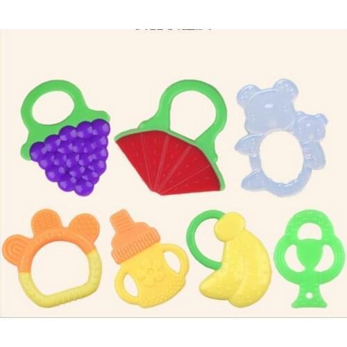 200pcs Fruit Grape Banana Watermelon Baby Teether Silicone Chew Baby Teething Gift Toddler Toys