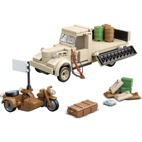 2021 World War 2 WW2 Army Military Soldier City Police SWAT Japan 180 Truck Motorcycle Model Building Blocks Bricks Kids Toys