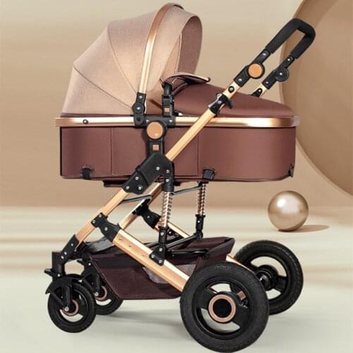 2021 Lightweight Luxury Baby Stroller 3 in 1 Portable High Landscape Reversible Stroller Hot Mom Pink Stroller Travel Pram