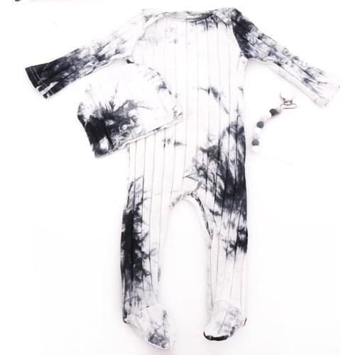 3pcs Girls Ribbed Cotton Bodysuit With baby hat Baby Pacifier Clips Sets Solid color baby Boys Clothes Outfits Christmas Gifts