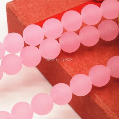 4 6 10 12mm Ornaments Pink Loose Beads Lucky Stone Accessory Parts Round Diy Jewelry Making Girls Women Gifts Gems Matting