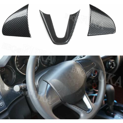 3pcs Carbon Fiber Style Steering Wheel Cover Trim Molding For Honda City 2015-2017
