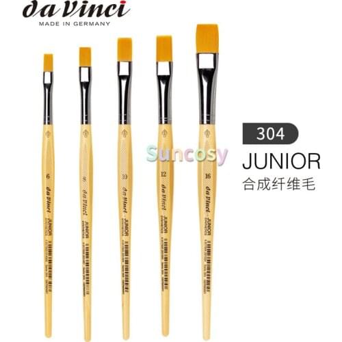 Da Vinci Student Series 304 Junior Paint Brush, Brush for Beginners, Flat Elastic Synthetic Hair with Lacquered Non-Roll Handle