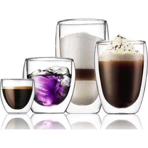Double Coffee Cup Heat-resistant Glass Transparent Latte Hanging Ear Coffee Mocha Espresso Coffee Home Anti-scalding