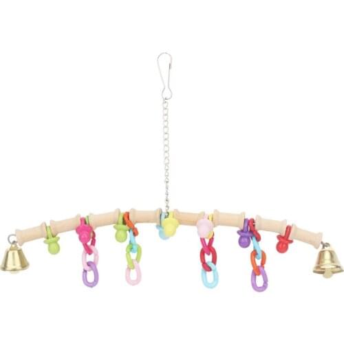 Bird Parrot Swing Toy with Bells Chewing Standing Play Toy for Small Medium Birds