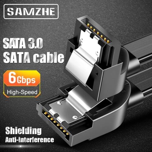 SAMZHE SATA Cable 3.0 Hard Disk Driver SSD Adapter 90 Degree Bending SATA Cable for Computer Connection