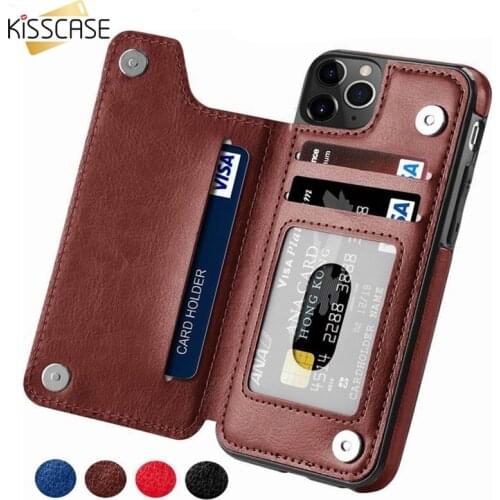 KISSCASE Card Slots Wallet Case For iPhone 12 Pro Max 11/11 Pro PU Leather Case For iPhone X XR XS Max 6 6S 7 8 Plus 5 5S SE