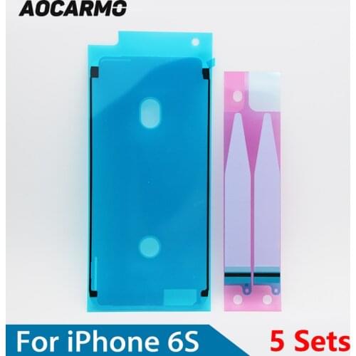 5Sets/Lot Aocarmo Black/White LCD Display Sticker Glue + Battery Adhesive Full Set For iPhone 6S Replacement