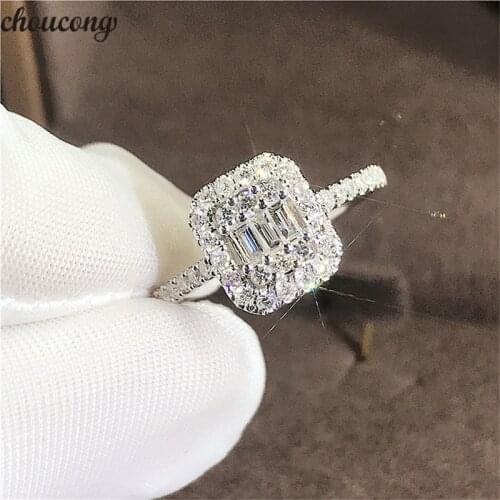 Choucong Statement Promise Ring 100% Real 925 Sterling Silver T shape AAAAA cz Engagement Wedding Band Rings For Women Jewelry