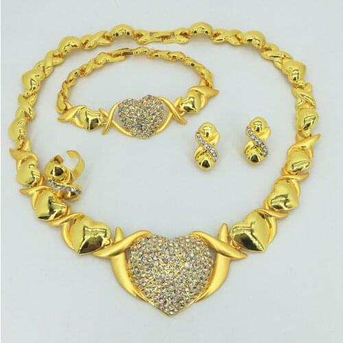 Rings Dubai Women Gold Color Jewelry Sets African Wedding Bridal Ornament GiftsSaudi Arab Necklace Bracelet Earrings Ring Set