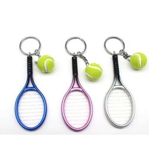 Creative gift simulation tennis keychain plastic tennis racket key ring key chain bag ornaments