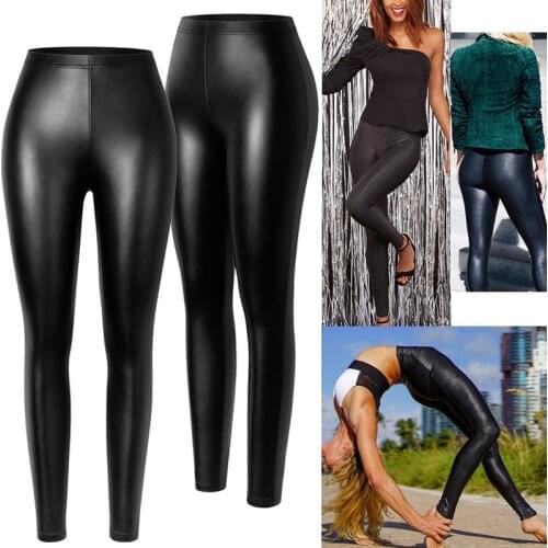 Women Leggings High Waist Skinny Push Up Leggings Summer PU Leather Pants Sexy Elastic Trousers Stretch Plus Size Jeggings