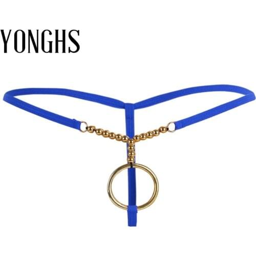 Mens Lingerie Bikini Underwear O-rings and Beads Crotchless and Open Butt Hot Sexy Panties G-string Thong Beads Male Underpants