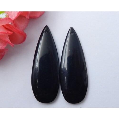 Natural Gems Obsidian Hand Custom Earrings Pairs,Charms Jewelry Earrings For Making 40x14x5mm,6.8g