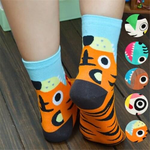 High quality cartoon socks women autumn-winter colorful striped funny socks lady and womens cute animal cotton socks