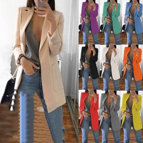 Blazer Women Jackets Summer Ladies Female Coats 5XL Casual Fashion Basic Notched Slim Solid Office Ladies Outwear Loose 2021 New