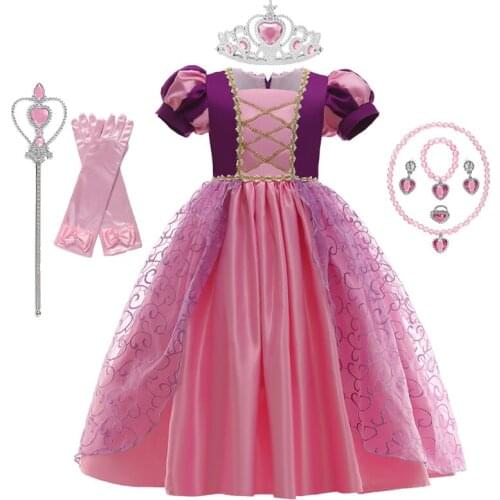 Baby Girls Princess Dress Summer Halloween Party Cosplay Costume Girls Rose Series Christmas Sophia Rapunzel Princess Dress Set