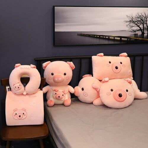 Cute Pink Bubble Pig Pillow Doll U-shaped Pillow For Children And Friends Birthday Gifts For Christmas