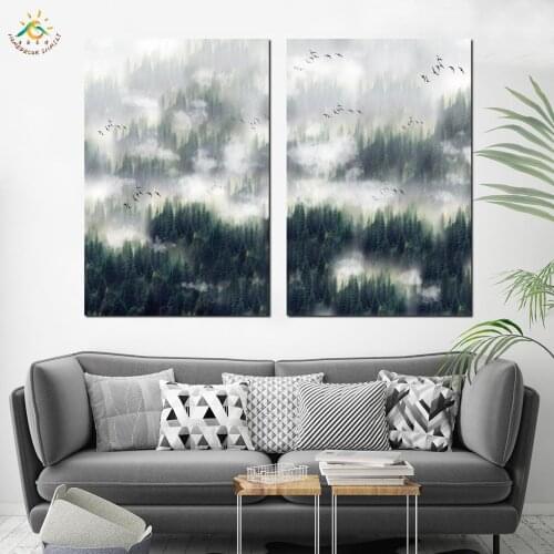 Nordic Decoration Forest Lanscape Wall Art Canvas Poster and Print Canvas Painting Decorative Picture for Living Room Home Decor