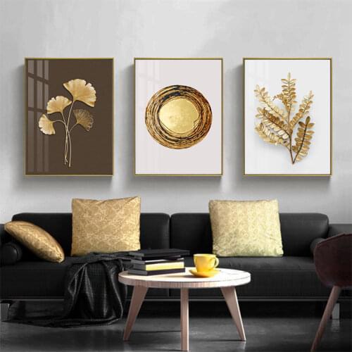 No Framed Modern Golden Leaves Canvas Painting Prints Wall Decorative Posters for Living Room Bedroom Home Decor Artwork