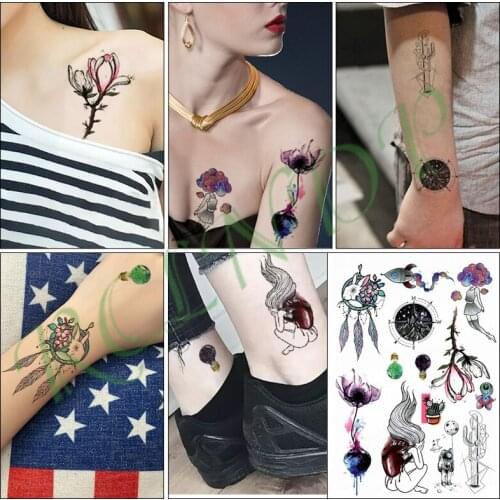 Waterproof Temporary Tattoo Sticker cartoon rabbit flower jewelry feather bulb astronaut Fake Tatto Flash Tatoo for kid girl Men