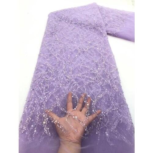 High Grade French Net Lace Fabric with beads SYJ-168689 for Nigerian Wedding Dress
