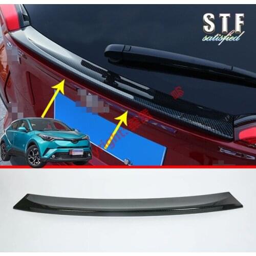 Carbon Fiber Style Rear Spoiler Wing Trim For Toyota C-HR CHR 2017 2018 2019