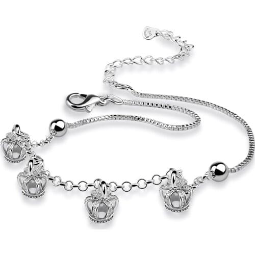Fashion popular design silver ornament 925 silver crown anklet for women Lovely crown foot ornaments lady gift