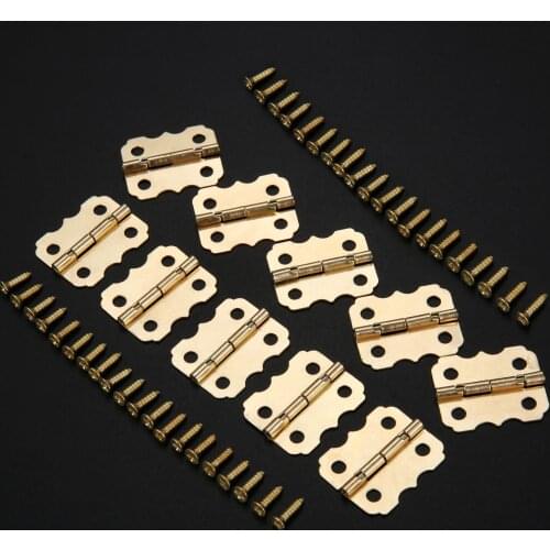 10Pcs/lot Gold Metal Hinges Butterfly 4 Holes w/screws 25*20mm 90 Degree Furniture Hardware Cabinet Drawer Door Wood Jewelry Box