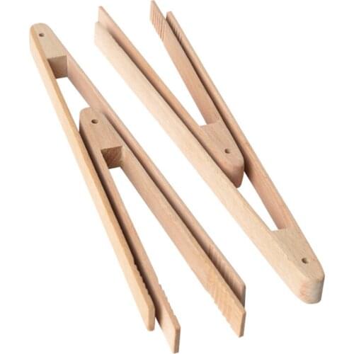 1pc Bamboo Toaster Kitchen Tongs Long Easy Grip Toaster Serving Tongs for Cooking Toast Bread Barbecue Grilling (30/32CM)