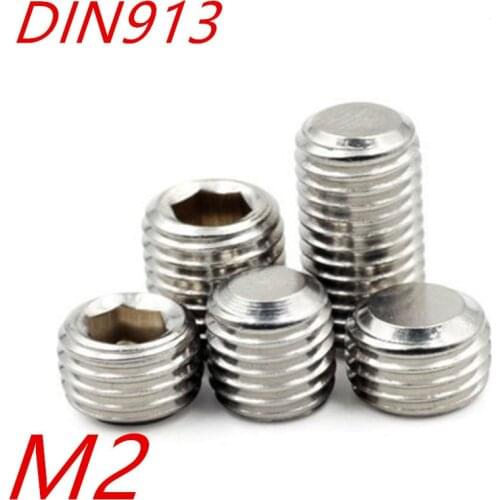 1000pcs/lot M2*3/4/5/6 DIN913 A2 Stainless Steel Screw Flat Point Hexagon Hex Socket Set Screws