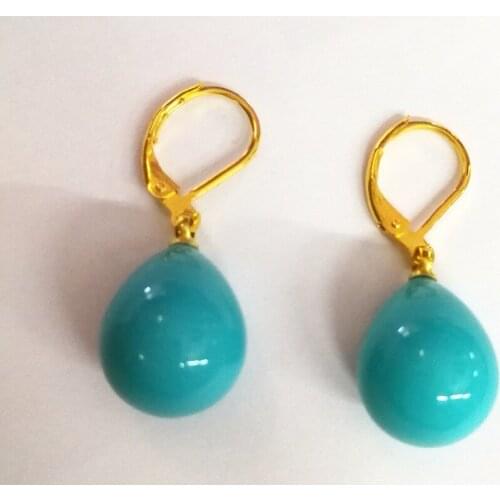 12x16mm women Jewelry classic Earring Light Blue green water drop bead natural South Sea shell pearl dangle Earring