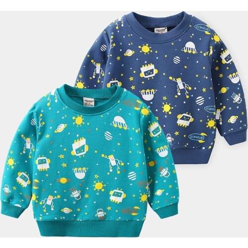2Packs Children Long Sleeve Clothes Print Cartoon Children Fashion Sweatshirt Boy Clothing