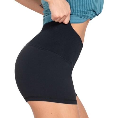 2019 Solid High Waisted Yoga Shorts Summer Women Power Flex Running Fitness Tummy Control Stretch Quick Dry Gym Workout Short