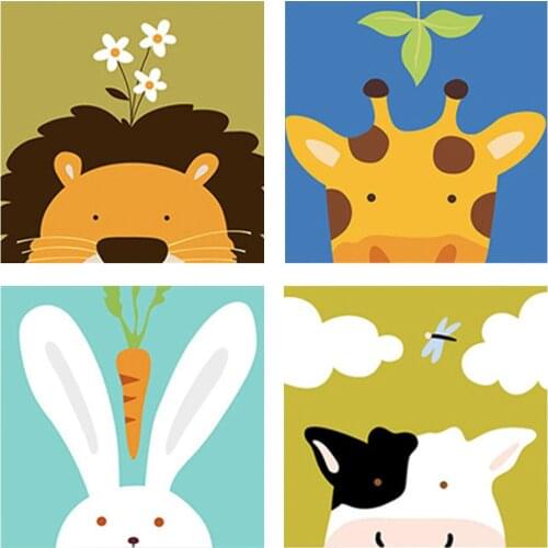 5D DIY Cartoon Animal Diamond Painting Lion giraffe rabbit Full Drill Mosaic Embroidery Cross Stitch home