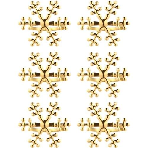 6 Pcs Christmas Snowflake Shaped Napkin Rings Dinning Table Setting Christmas Snowflake Napkin Button Napkin Ring