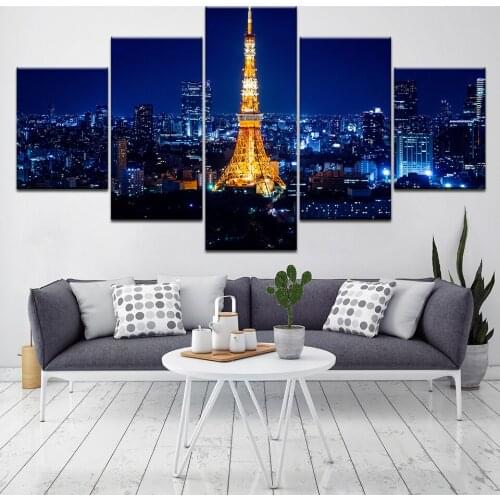 The Tower in Tokyo 5 Piece Wallpapers Art Canvas Print modern Poster Modular art painting for Living Room Home Decor