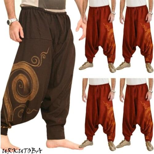 Men Women Baggy Cotton Harem Trousers Loose Summer Fashion Pants
