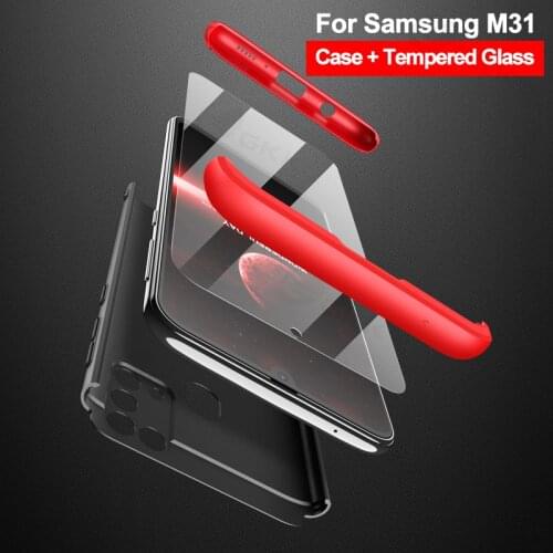 360 Degree Full Protection Case + Tempered Glass For Samsung M31 Case Anti-knock Hard Matte Cover For Samsung Galaxy M31 Coque