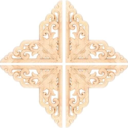 Woodcarving Carved Corner Decal Unpainted Durable Home Furniture Decor Wood Furniture Carved Onlay Applique Decoration