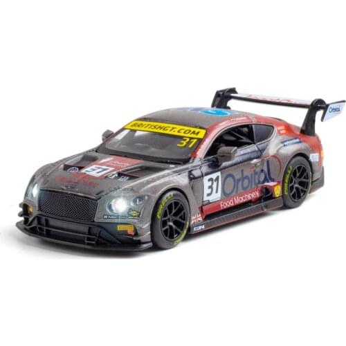Hot scale 1:32 wheel Bentleying Continental GT racing metal model with light sound diecast super sport car pull back vehicle toy