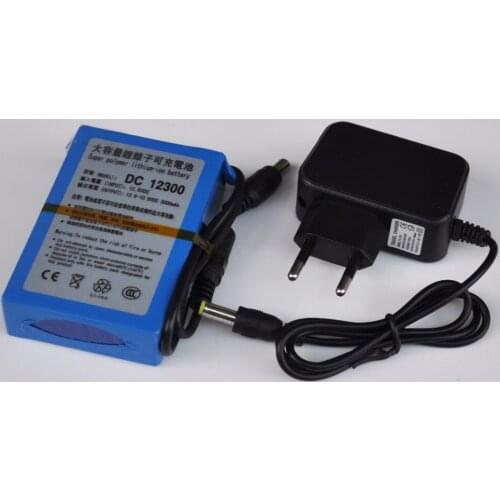 UNITEK 12V rechargeable lithium ion battery Pack 3000mah polymer lithium cell + charger for CCTV camera system UPS Backup power