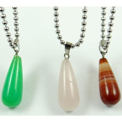 Natural stone Quartz Crystal Opal tiger eye Turquoises Water droplets pendants for diy Jewelry making necklace Accessories