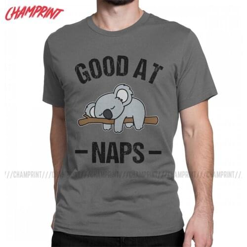 Novelty Koala Good At Naps T-Shirts for Men Round Collar Cotton T Shirt Animal Bear Cute Short Sleeve Tees Party Tops