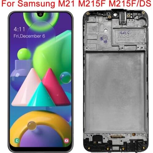 Original M215F LCD For Samsung Galaxy M21 2020 M215F/DS Display With Frame 6.4" M21 SM-M215 LCD Touch Screen Panel Assembly
