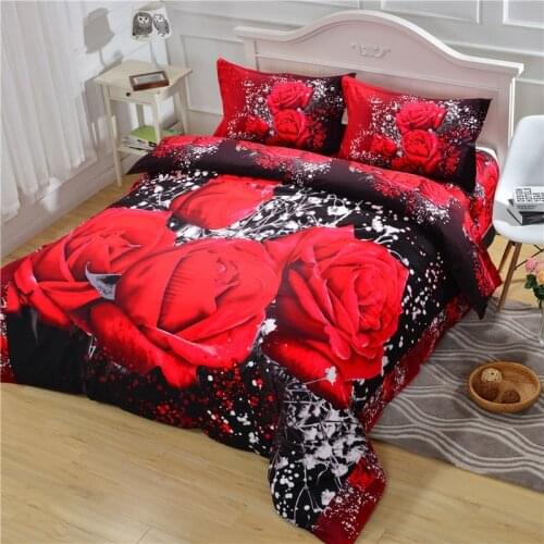Luxury soft redrose bedding set duvet cover set queen size