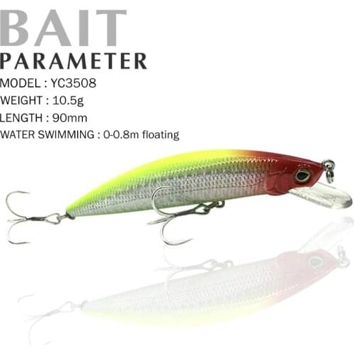 Fishing Lure 90mm/12.5g 0-0.8m Floating Super Sinking Minnow Lures Fishing Bait Colorful 3D Eyes Scented bait lure