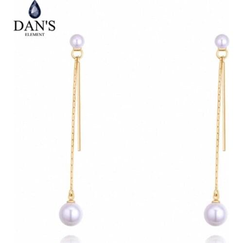 DANS ELEMENT 3 Colors Made With Pearl Rose Gold Color Tassel Heart Earrings For Women Valentine Gift copper 130392