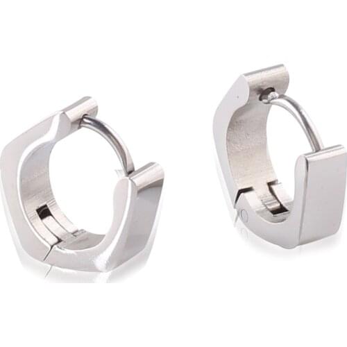 Alisouy 2 pieces Rhombus Pentagon Octagon titanium steel Men Women ear stud Earrings ear plug fashion ear jewelry unisex style